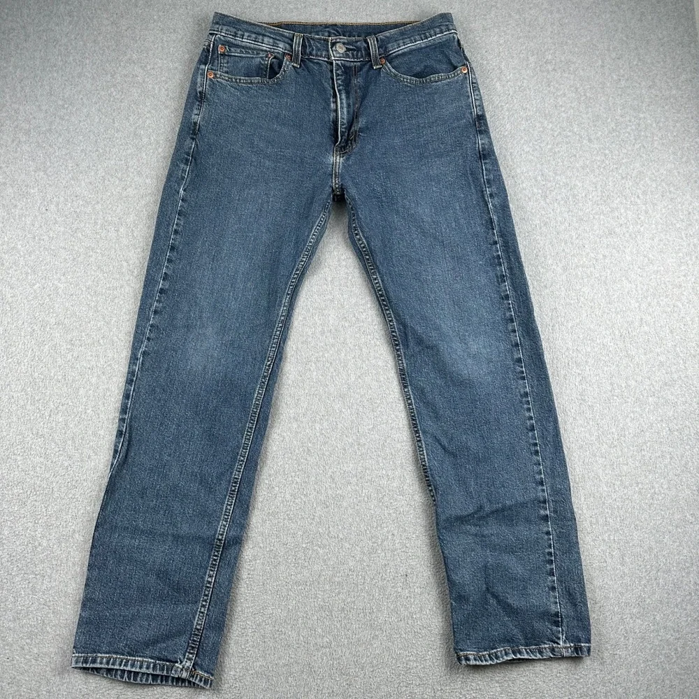 Levi's Jeans Mens 32x30 505 Regular Fit Blue Straight Leg Stretch Denim